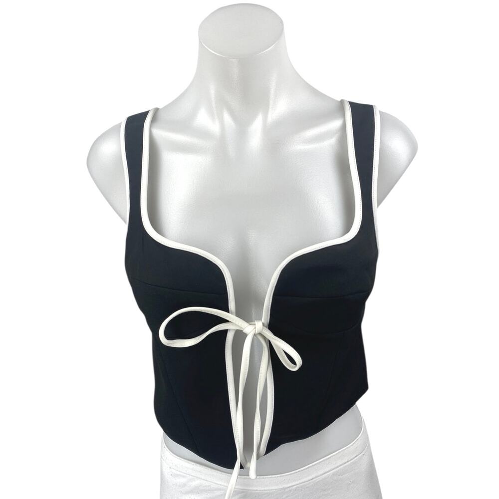 NEW Rumored Black Open Tie Front Sleeveless Cami Camisole Crop Vest Tank Top S